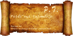 Polónyi Talamér névjegykártya